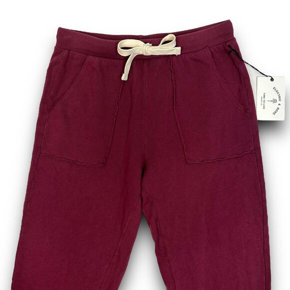 NEW Electric & Rose Feliz Cotton French Terry Jogger Relaxed Fit Maroon Small - Picture 2 of 7